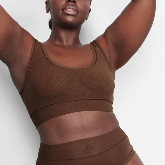 SKIMS Summer Mesh Scoop Bralette and T-String Thong Jasper XXS - Picture 2 of 12